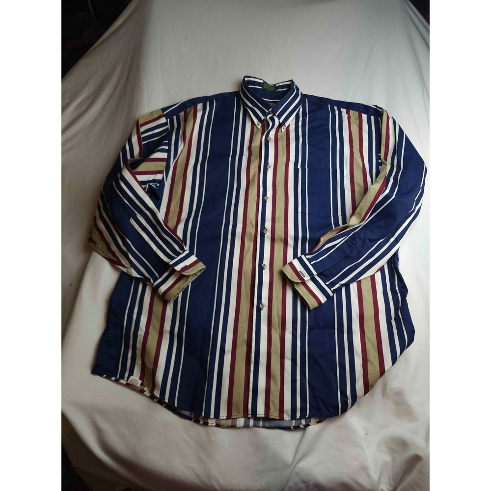 Vintage 90s Loafers Button Down Shirt Men XL Striped Retro Academia Smart Casual